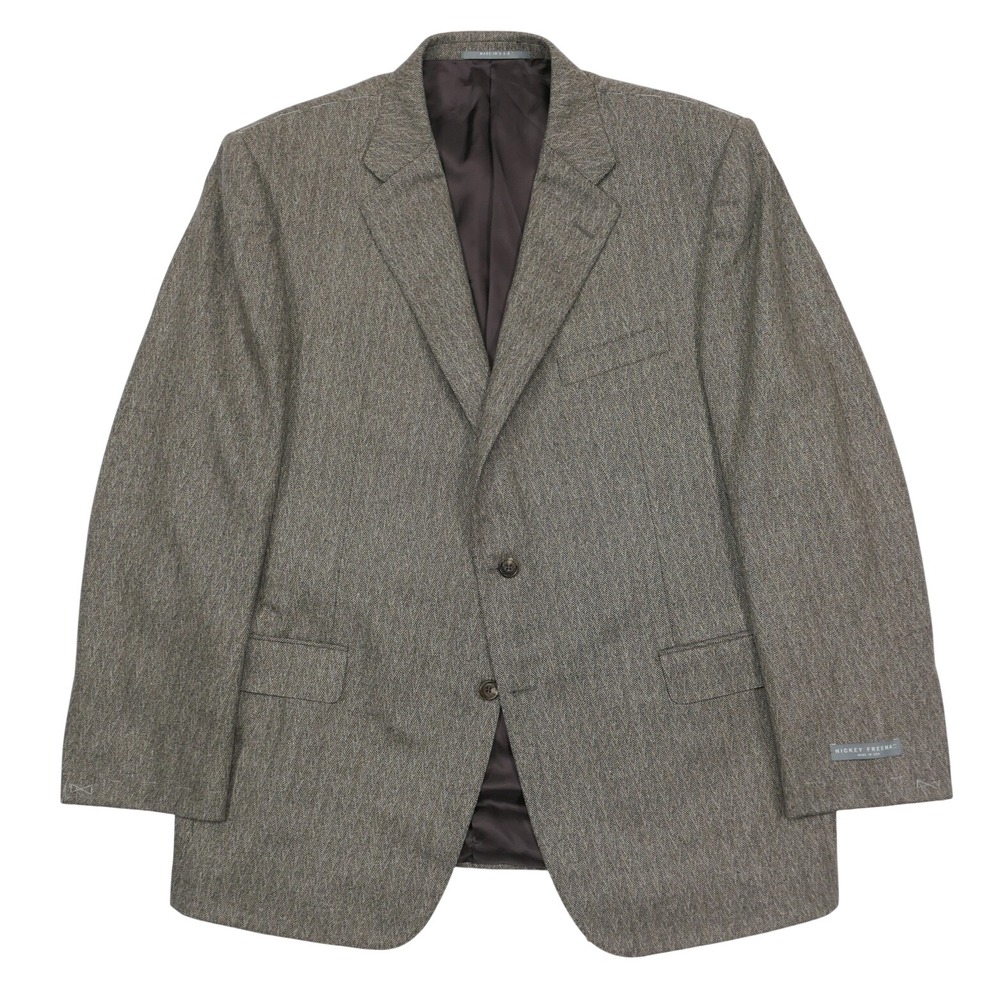 VTG Hickey Freeman 44R Wool Cashmere Herringbone Sport Coat Brown NWT Chevron